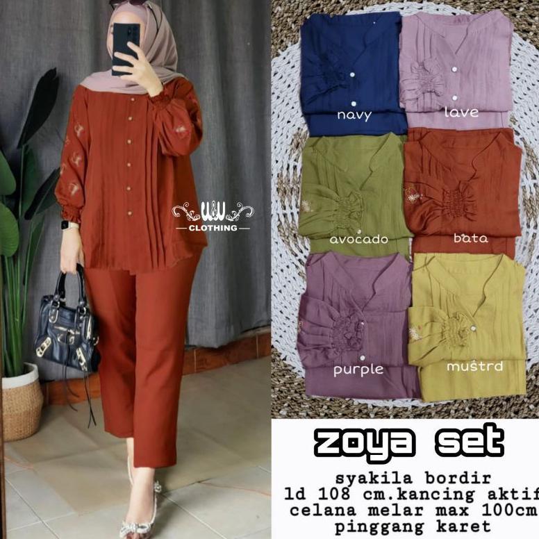 premium zoya ld 110 & xxl ld 130 jumbo one set bordir cringkel airflow / setelan bordir