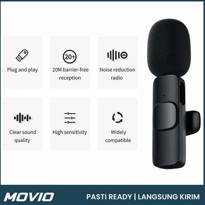 NEW MOVIO WIRELESS LAVALIER - MICROPHONE MIC CLIP ON YOUTUBER PODCAST LIVE ORI