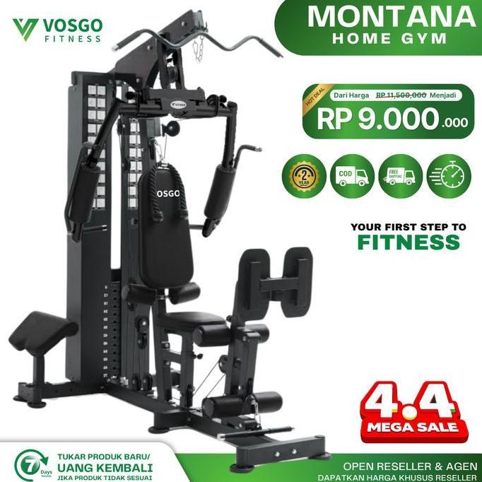 Montana Vosgo Alat Fitness Home Gym 1 Sisi Berat 72kg Dilengkapi Stack Cover dan Variasi Gerakan unt