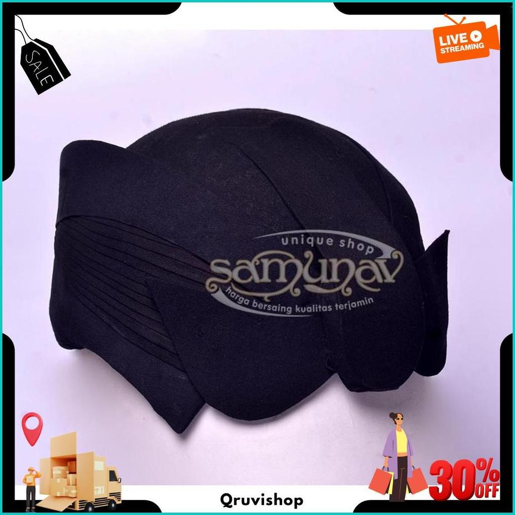 Blangkon Solo Perbawan Hitam Polos Stok Aman