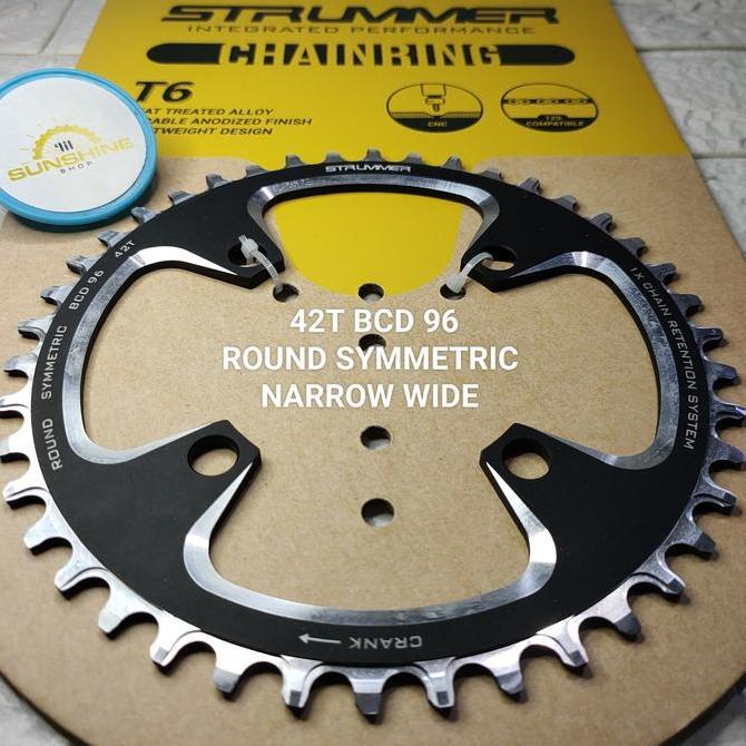 Chainring Crank STRUMMER 40T 42T BCD 96 ROUND SYMMETRIC CNC Narrow Wide Sepeda MTB Roadbike