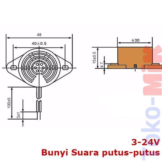 sfm-27 buzzer speaker aktif dc 3v-24v 9v 12v putus-putus interttent