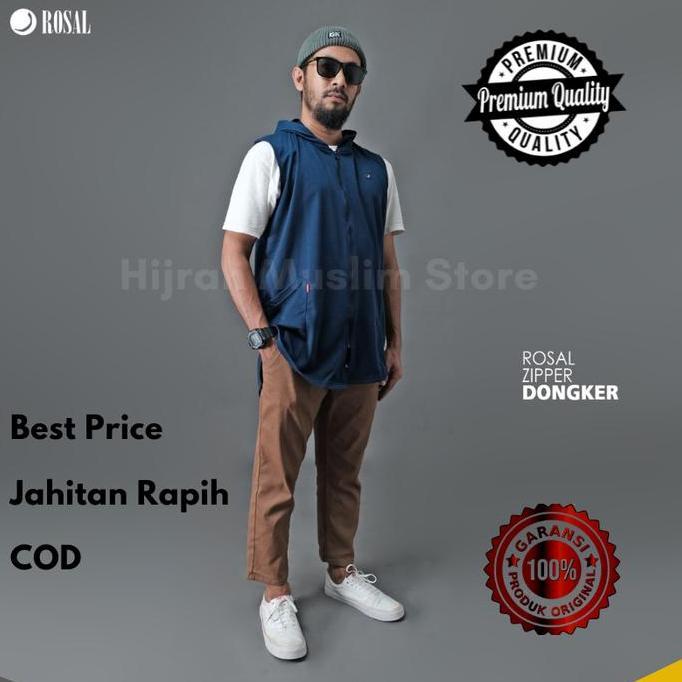 Rosal Baju Muslim Pria Rompi Sholat Koko Kurta Pakistan Hoodie Zipper Bahan Katun Baby Terry