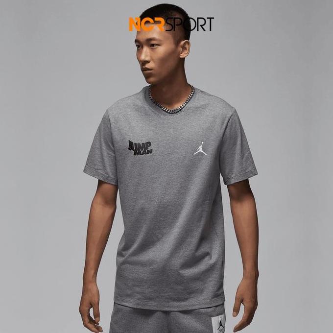 Baju Basket Air Jordan Stack Crew Tee Carbon Heather Original Fn6029-0
