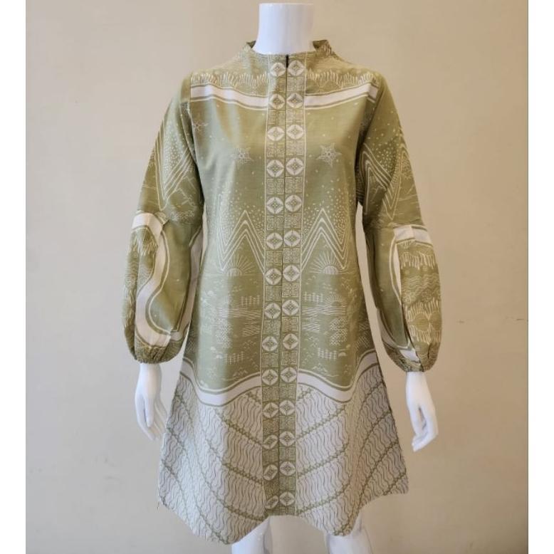 Hot Deals 12 Motif Tunik / Tunik Batik Full Furing Free Masker / Dress Wanita / Blouse Wanita / Atas
