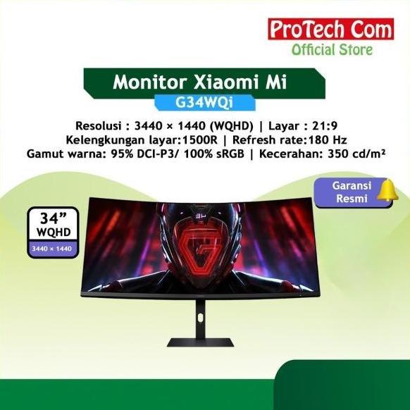 Monitor Xiaomi Mi 34 Inch G34WQi WQHD Ultrawide 180Hz SRGB Curved Gaming Monitor