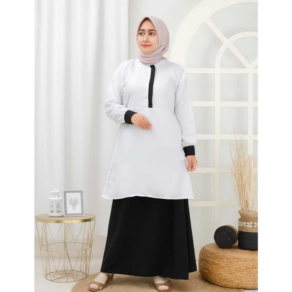 Tahan Lama Baju Setelan Seragam Kerja Hitam Putih Pns [Tunik & Rok] |  Seragam Guru Wanita Mengajar 