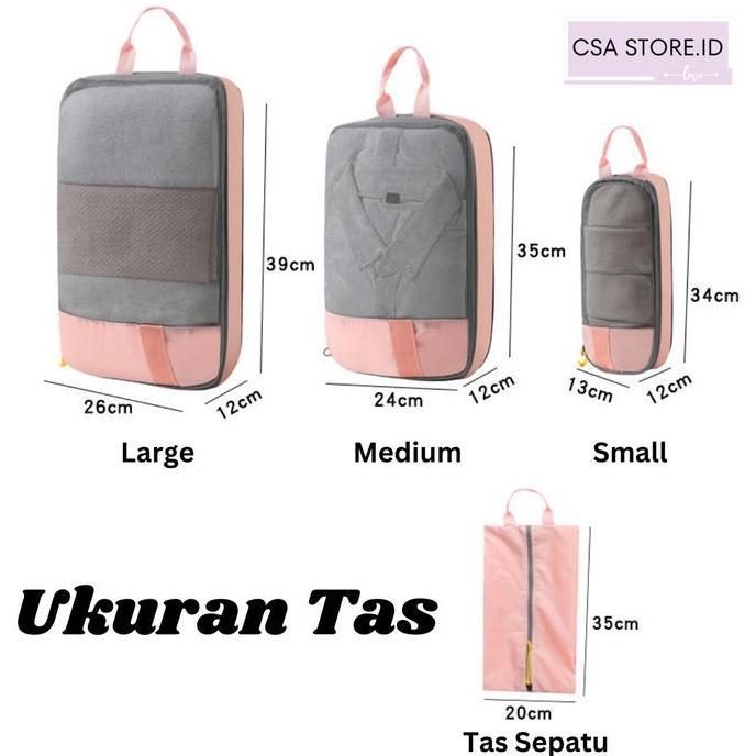 Promo 4 Set Tas Kompresi Organisator Koper Perjalanan, Set Tas Organisator Pengepakan Baju Perjalana