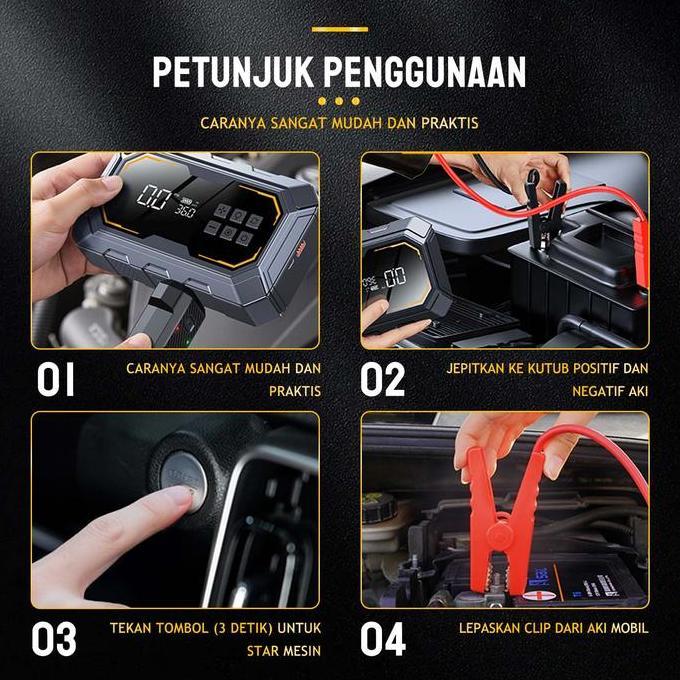Sale TestJumper Aki Mobil Dan Motor Portable 10000Mah Jemper Aki Dengan Pompa Ban Dengan Power Bank 