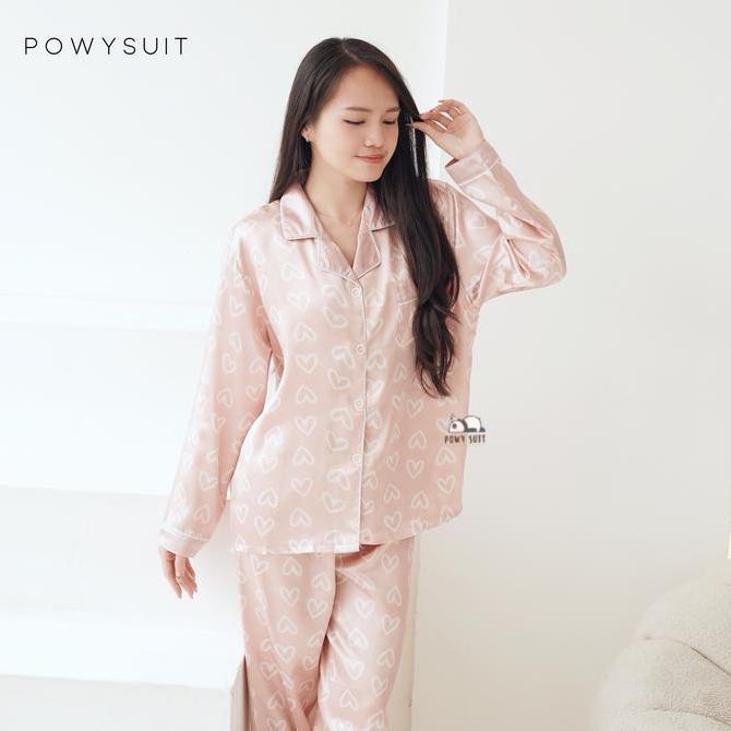 Yx  Love  Powysuit Baju Tidur Wanita Lengan Panjang Celana Panjang Motif Love Lembut Setelan Dewasa 