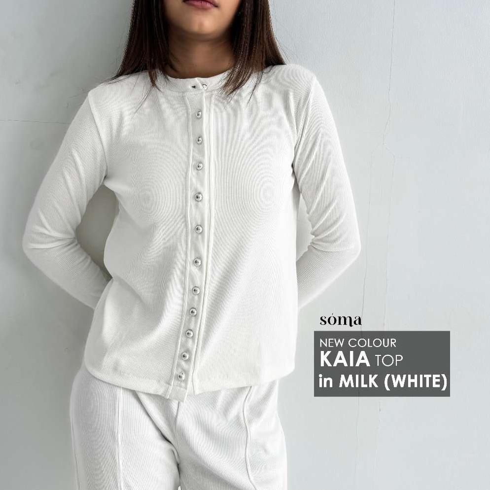 diskon kaia top | atasan knit wanita lengan panjang basic korean top summer baju knit kancing rib wa