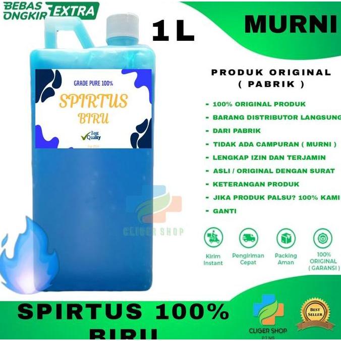 SPIRITUS MURNI 100% BIRU 1 Liter / SPIRTUS 1 LITER GROSIR