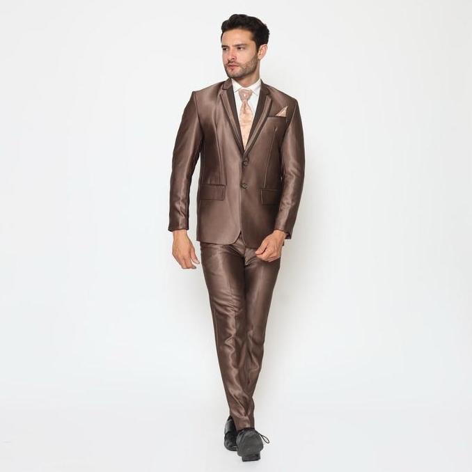 Setelan Jas Pria Semi Wool Glossy Setelan Jas Pengantin Pria Jas Pria Wedding Jas formal Blazer - YU