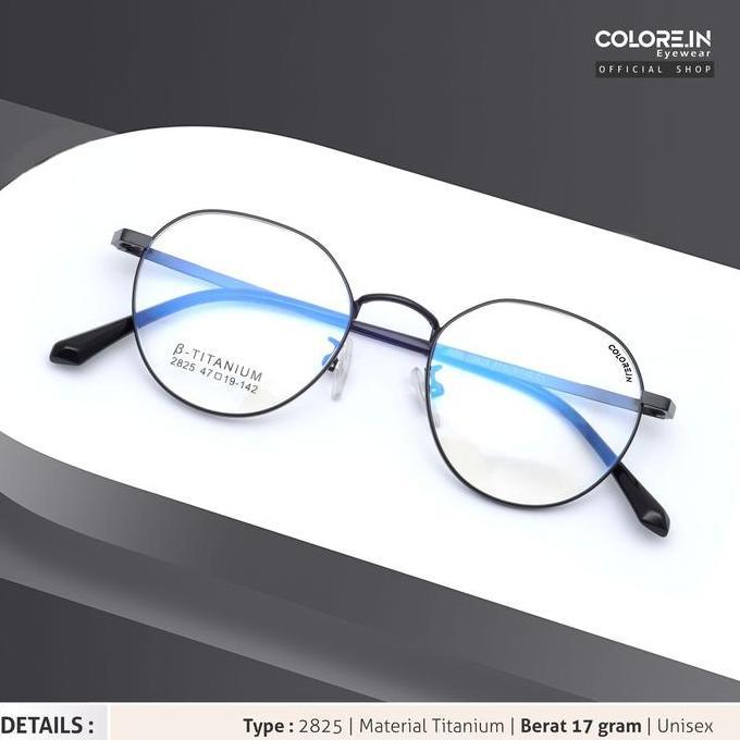 Murah Kacamata Minus Anti Radiasi Colore.In Titanium Bentuk Bulat 2825