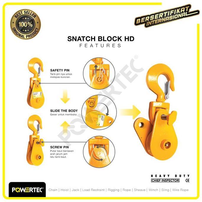 Snatch Block / Pulley Block Shackle 2 Ton - 3" HD 2 Sheave POWERTEC