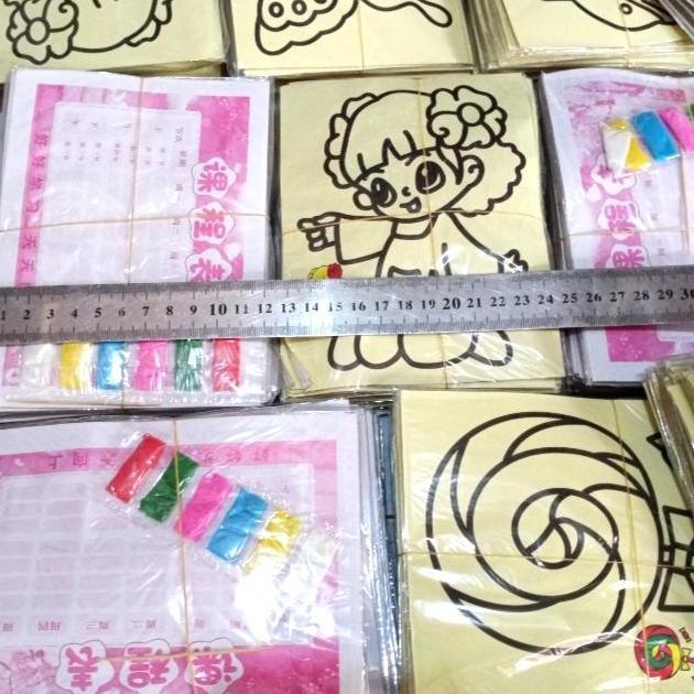 Isi 100 Pcs Gambar Kertas Pasir Tanggung Mainan Anak (Gambar Campur) Tbk