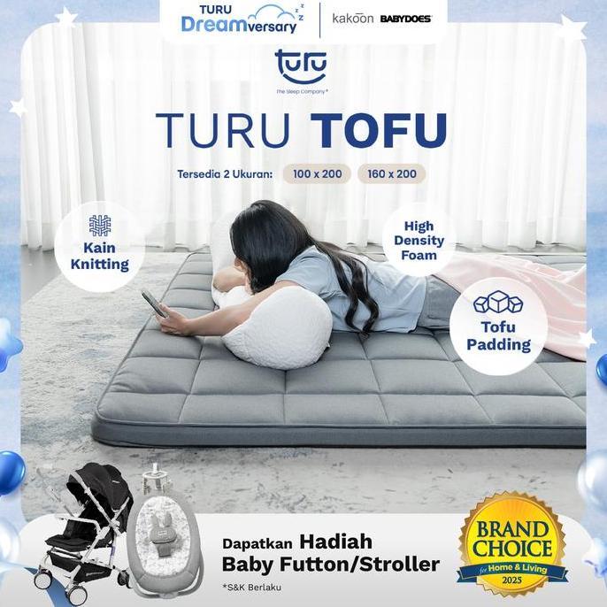 TURU TURU Tofu Kasur Lantai Gulung Premium / Travel Bed Premium / Matras Lantai Kasur Piknik (FREE T