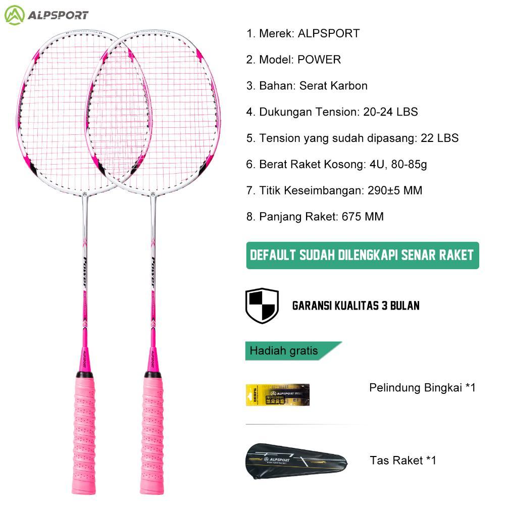 Hot Product Alpsport New Power 4U G5 100% Serat Karbon Penuh Desain Asli 22-28Lbs 24T Raket Bulutang