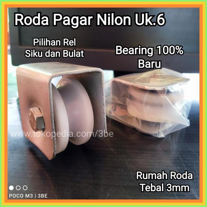 roda pagar nilon uk 6 cm pintu pager besi bearing laher baru