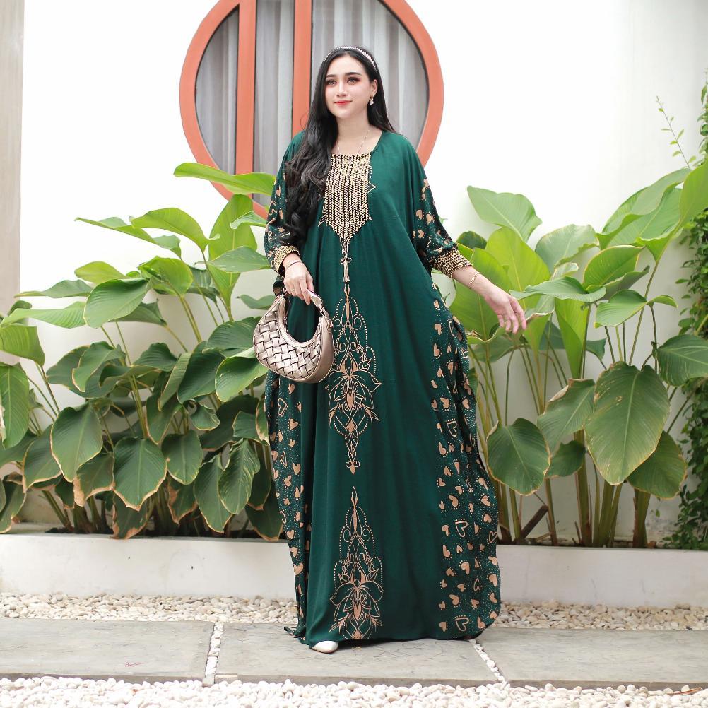 New Deals Kaftan Renda Sultan Busui/Motif Love/ Rayon Premium Cantik Formal Gamis Muslim Dres