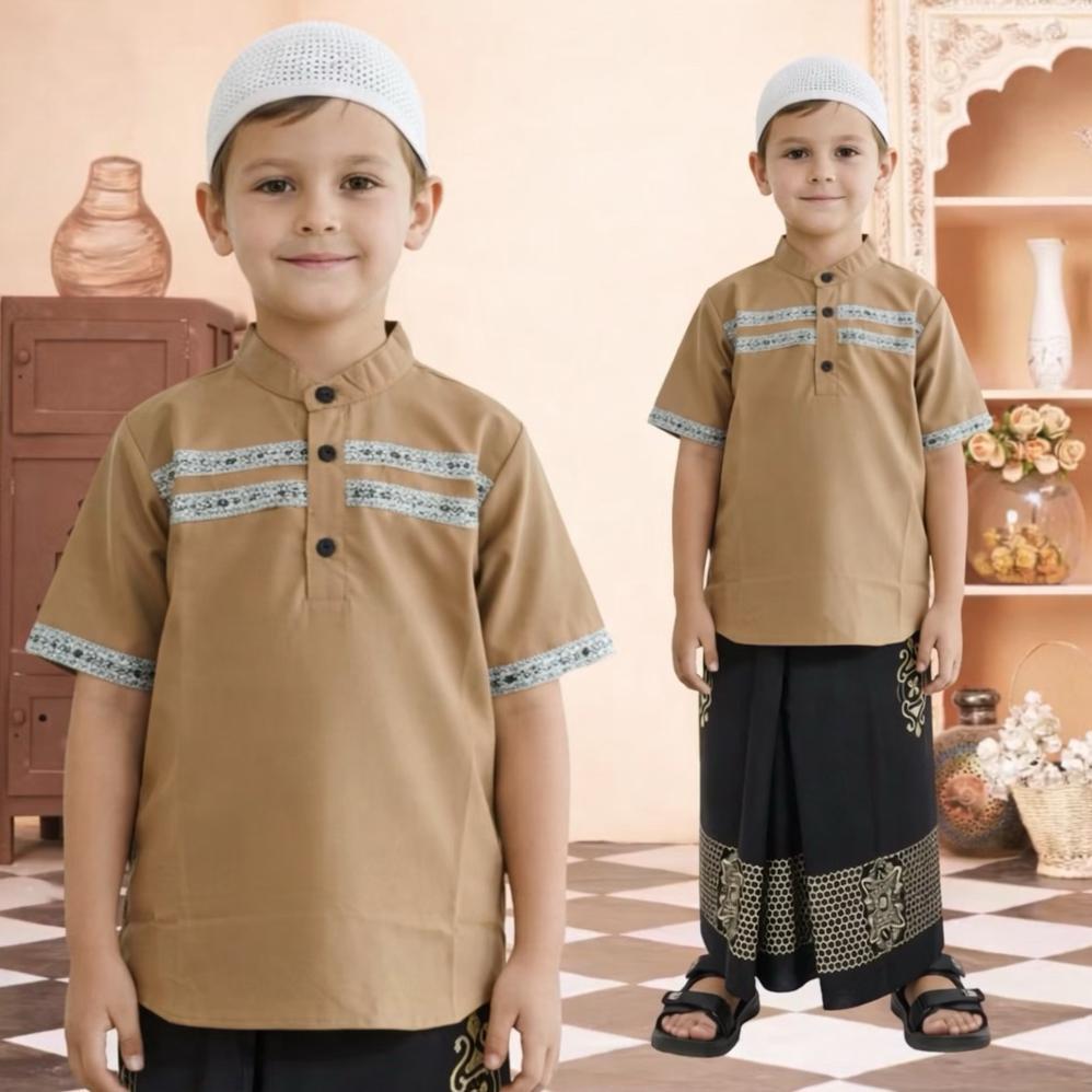OFFICIAL FREE ONGKIR BAJU  KOKO ZEHAN  3 IN 1  SARUNG KOKO PECI BUAT ANAK 1-10 THUN MOTIF BAGUS UDAH