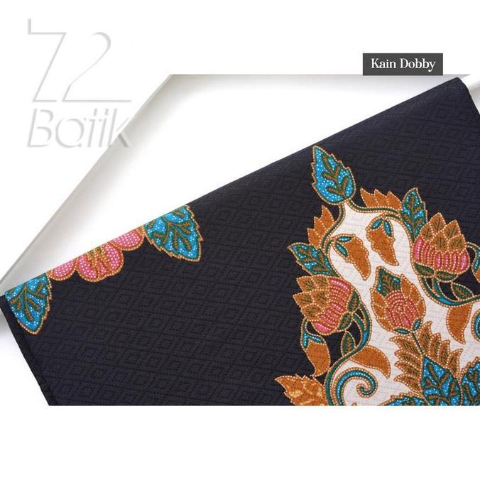 SALE KAIN BATIK PREMIUM Bahan Dobby Dobi Dobbi Dolbi Motif Kembang Warna Biru Hitam Putih 722410 Cap