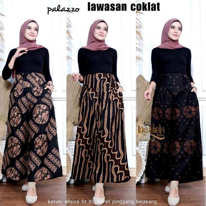 DISKON Kulot Tumpuk Lawasan KOIN Coklat SERIES GENES CELANA KULOT SOGAN BATIK PANJANG Fit Katun Moti