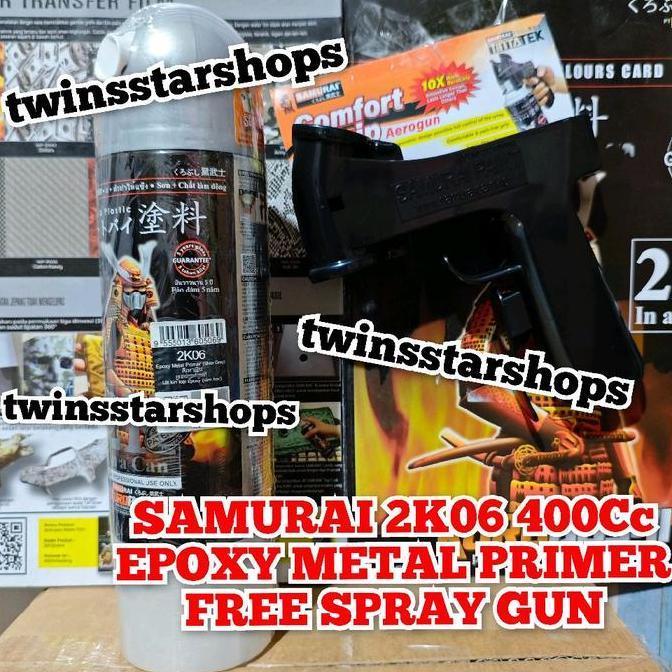 Promo Pilok Pylox Cat Samurai 2K06 Epoxy Metal Primer Silver Grey Bonus Free Spray Gun Glossy Mengki
