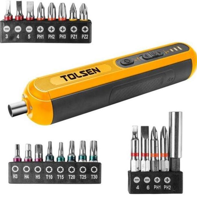 Murah 4V Cordless Electric Screwdriver / Obeng Listrik Baterai Lengkap 79005 Tolsen