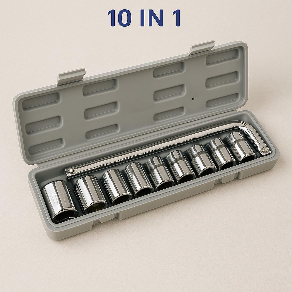 EXCLUSIVE KUNCI SHOCK 10SET 27SET LENGKAP KOMPLIT OBENG SOCKET RING TOOL KIT ALAT  MOBIL MOTOR 55A G