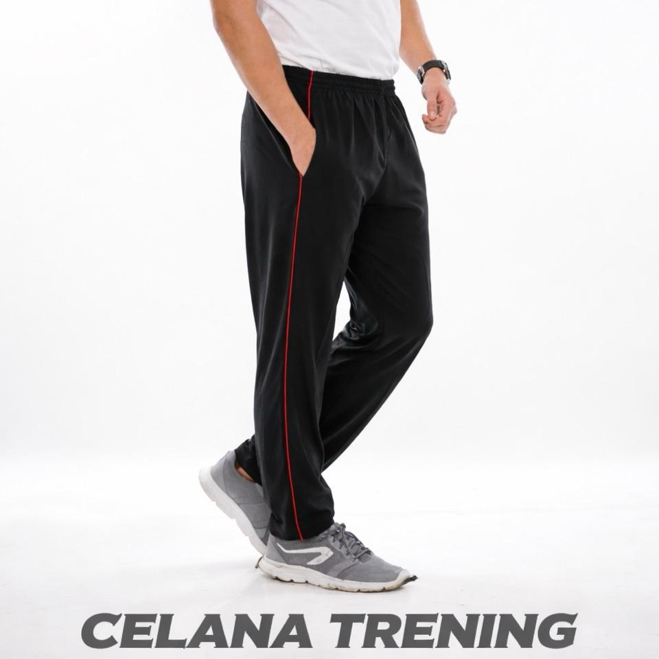 Celana Training Panjang Pria Wanita Strip 1 Hitam | Celana Training | Celana Training Pria | Trainin