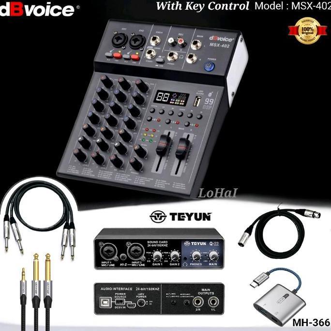Promo Paket Mixer Dbvoice Msx402 Audio Interface Ds Orca Mk2 / Teyun Q22 / Maono Ps22 Kabel Aux Otg 