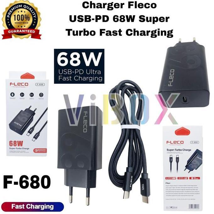 Travel Charger Fleco F-680 68W Type C To C Super Fast Charging