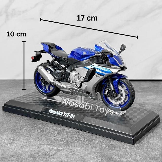 Miniatur Diecast 112 Yamaha R1 Yzfr1 Cca Alas Motor Tanki Logam Ban Karet Sho Breaker