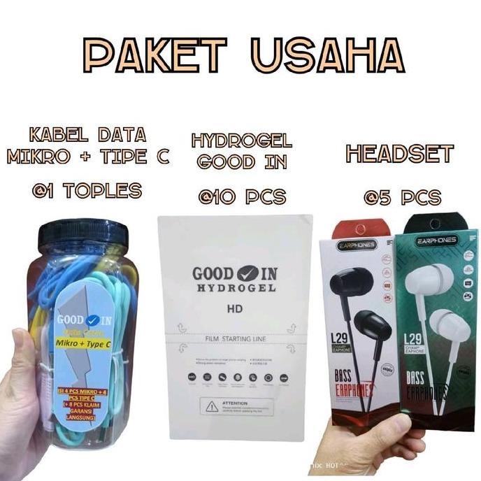 [PAKET USAHA PEMULA] KABEL DATA, ANTIGORES, HANDSFREE COCOK UNTUK USAHA KECIL KECILAN, TAMBAHAN DAGA