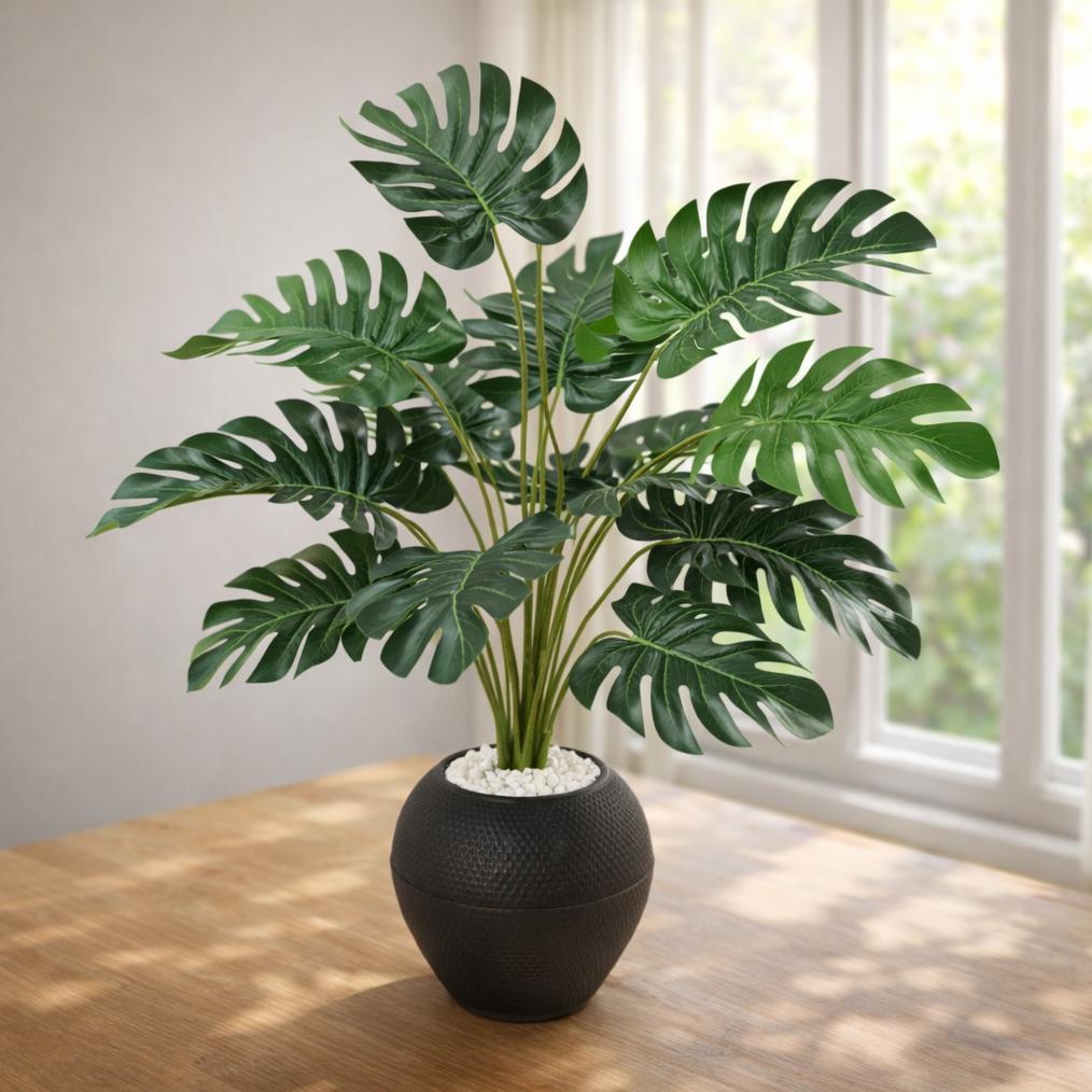 1 Set Tanaman Hias Artificial Monstera Pot Hitam Tanaman Plastik Besar Dekorasi Rumah Ruang Tamu Min