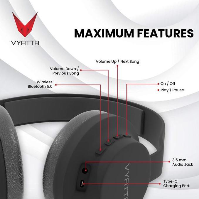 Flaro- Vyatta B Boom E Bluetooth Headphone Wireless Headset Earphone Surround Sound Extra Bass Aac