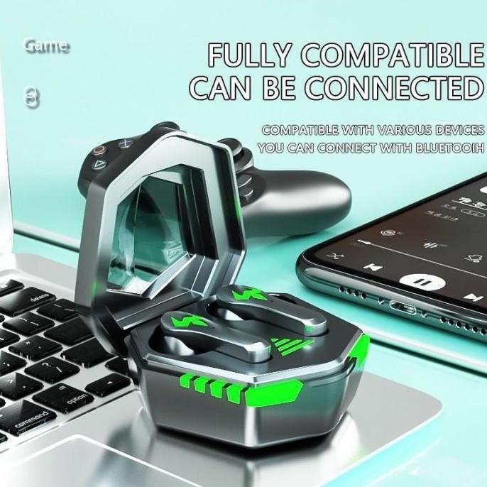 Flaro- Tws Gamers Pinzy Earphone Gaming Tws N35 Wireless V5.3 Magnetic Full Led