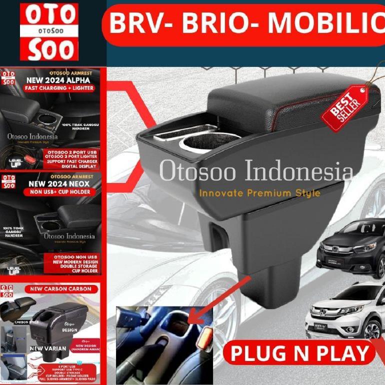 Armrest Mobilio Brio Brv Carbon Style -Console Box Usb Brv Mobili Brio-Brio Satya