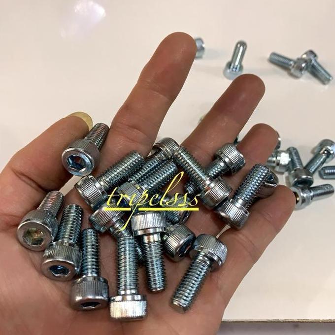 BAUT L M8 8x20mm baut drat 12 panjang 2cm kepala kunci L6 Galvanis