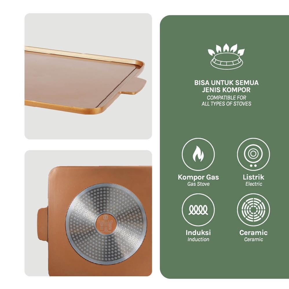 SELVARASTORE DEBELLIN COPPER GRILL FLAT SERIES ANTI LENGKET ATAU PEMANGGANG BBQ BERKUALITAS