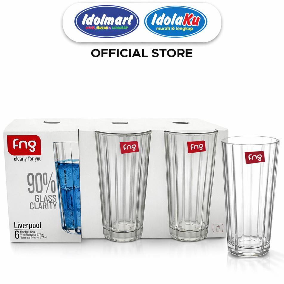Idolaku Gelas Minum Kaca Fng Liverpool 377Ml Isi 6 Highball Glass Set