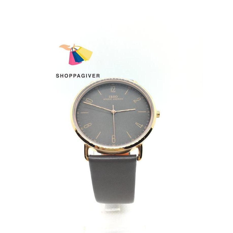 JAM TANGAN PRIA IBSO ORIGINAL 2270 GREY ANALOG LEATHER STRAP