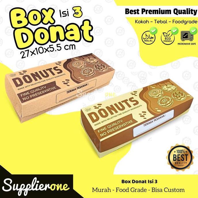 Lansungkirim- Box Donat Isi 3 Motif 25 Pcs / Dus Donat / Kemasan Donat / Dus Bandeng / Dus Bomboloni