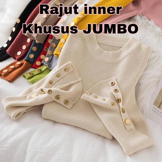 GS - VERSI JUMBO Atasan Button Knit Baju Rajut JUMBO inara | korean style iner inara hijab Manset Bi
