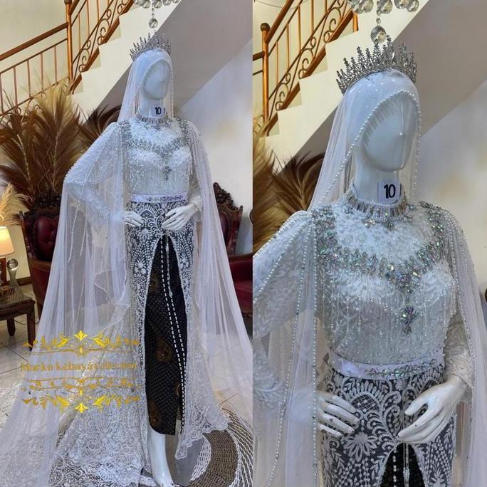 Kebaya pengantin akad ekor  | kebaya akad putih pernikahan Panjang Wanita