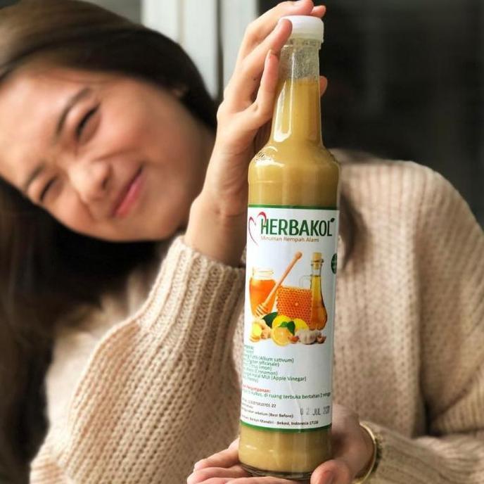 Drink- Herbakol (Paket 2 Botol) Jus Bang Putih Lemon Jahe Merah Cuka Apel Madu Hutan Kayu Manis Minu
