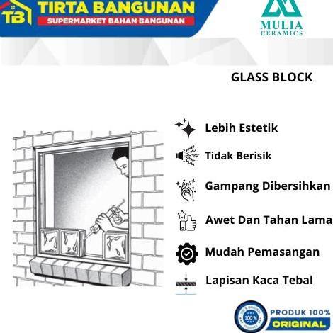 Lansungkirim- Mulia 95000 19 X 19 X 9,5 Cm Clear Glass Block Balok Kaca Glass Box Kayu Pintu