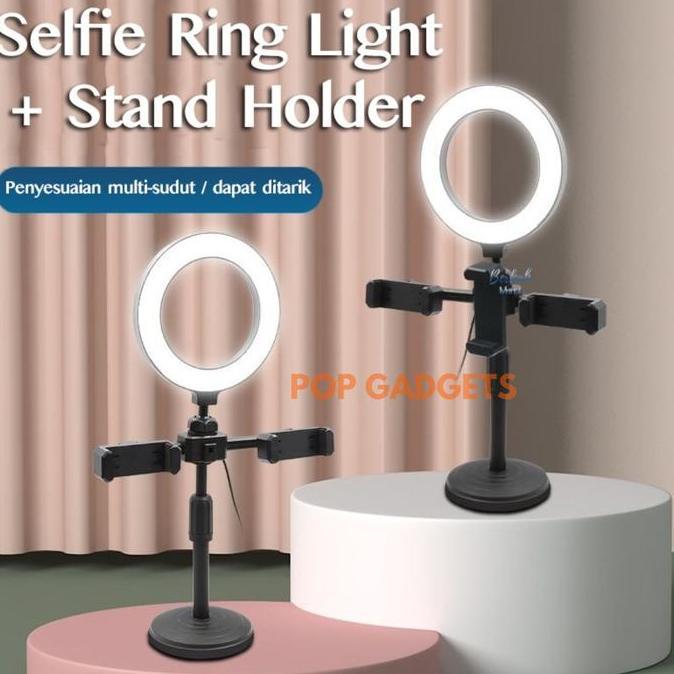 Devarahardians - Ring Light Tripod 2 Holder Tripod Ring Light Livestream Ring Light 16CM Tripod Live