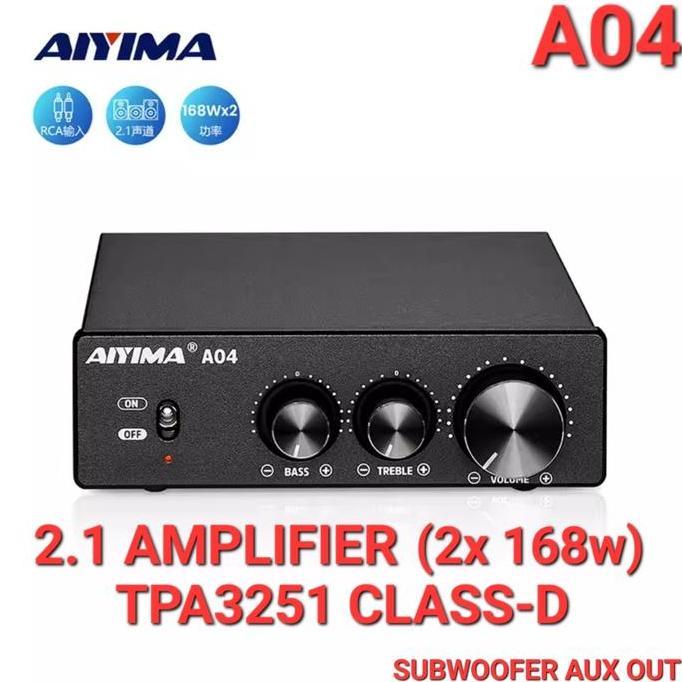 AIYIMA A04 2.1 Amplifier 2x168w TPA3251 Class-D w/ Subwoofer Aux Out